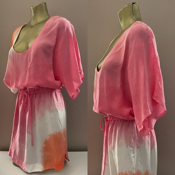 C & C CALIFORNIA NWOT Peach and White DRESS Size Medium - Picture 3 of 8